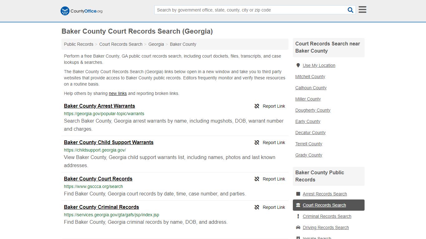 Baker County Court Records Search (Georgia) - County Office