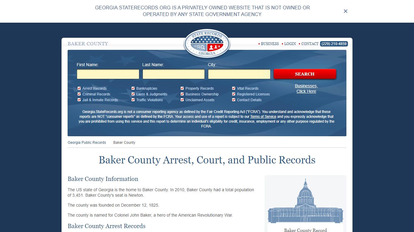 Baker County Arrest, Court, and Public Records